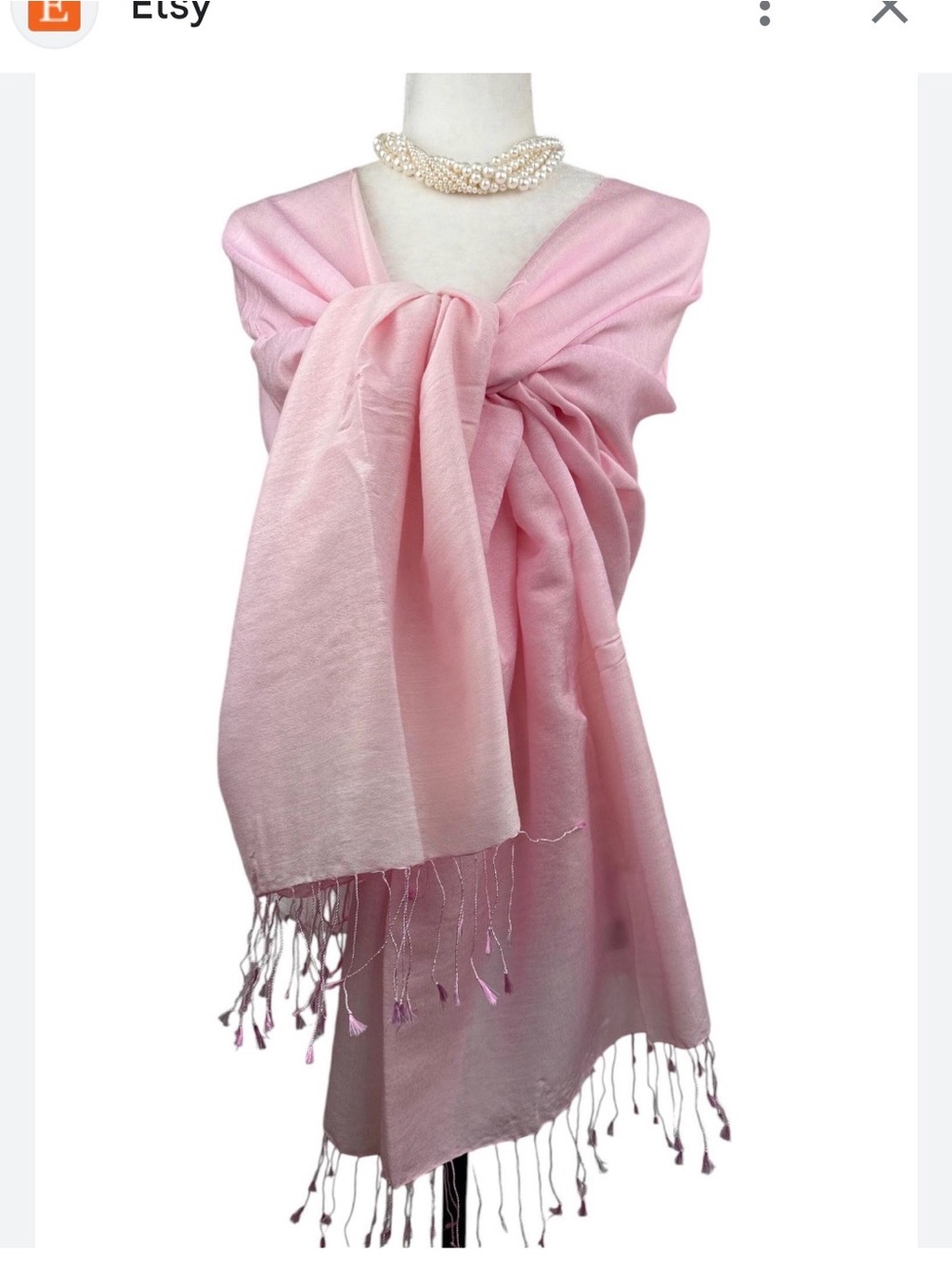 pashmina Soft Pink Shawl Wrap with Fringe